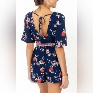 Navy Floral Romper Dress size small